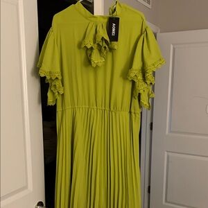 Aowei Lime Green Ruffle Dress